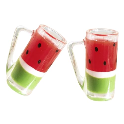 JOINPAYA 2st Mini-wassermelonensaftgetränk Mini-getränk Puppenhaus-Accessoire Gefälschte Lebensmittelverzierung Miniaturgetränke Getränkemodell-dekor Mini- -küchenzubehör Colorful Harz von JOINPAYA