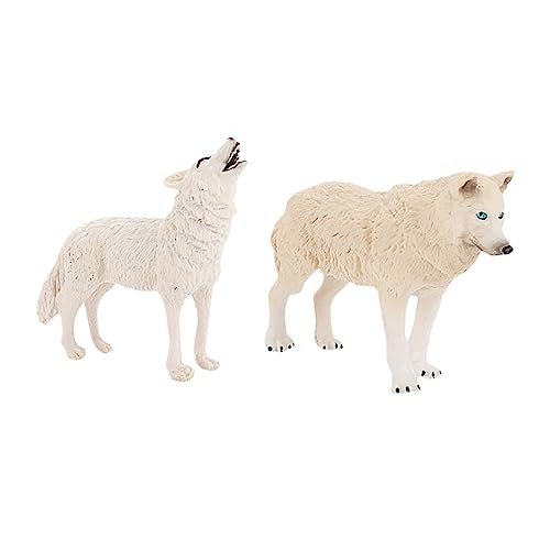 JOINPAYA 2st Schnee Wolf Ornamente Wolf Figur Puzzle-Spielzeug Dschungeltierfiguren Zootierfiguren Wilde Tierfiguren Tiermodell Lernspielzeug Weiß PVC von JOINPAYA