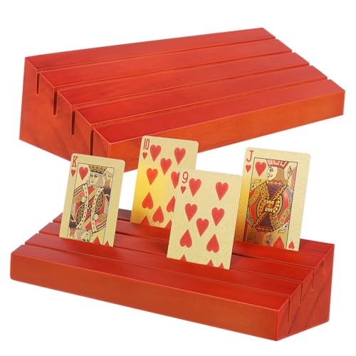 JOINPAYA 2st Spielkartensockel Aus Holz Langer Kartenhalter Basis Für Spielkarten Kartenvitrine Tabletts Spielen Kartenfach Spielkartenbasis Kartenspieltablett Holzständer Brown Kiefernholz von JOINPAYA