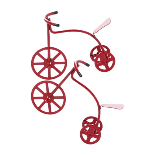 JOINPAYA 2st Zubehör Für Puppenhäuser Mini-Bike-Figur Puppenhaus Miniatur Fahrrad Fahrradverzierung Mini-Finger-Bike-Spielzeug Miniatur-dreiradmodell Mini-Bike-Modell Legierung Rot von JOINPAYA