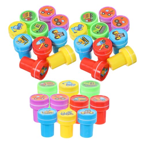 JOINPAYA 3 Sets BAU-LKW-Stempel Spielzeug für Jungen und Mädchen Feuerwehrauto Partygeschenke Klassenzimmer Schule Eisenbahnspielzeug Sicheres Plastikstempel-Set Bastelset von JOINPAYA