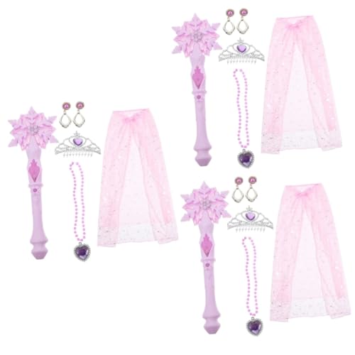 JOINPAYA 3 Sätze Schnee Zauberstab Performance-Kostüm Prinzessin Umhang Bühne Fairy Wand verkleidung Kinder Spielzeug Kinderkommode Party Kinderkostüm Zauberstäbe für Mädchen Plastik Rosa von JOINPAYA