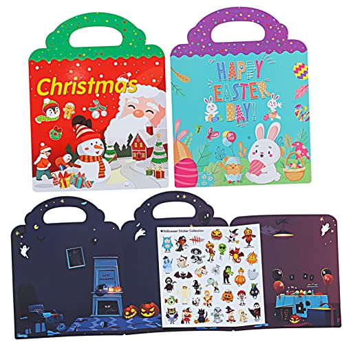 JOINPAYA 3 Sets Aufkleberbuch Für Kinder Nagelaufkleberaufkleber Aufkleberbuch Für Weihnachtsszenen Aufkleberbuch Für Halloweenszenen Aufkleberbuch Für Kinder Aufkleber von JOINPAYA