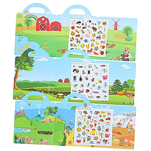 JOINPAYA 3 Sets Kinder Stickerbuch Sticker Spielzeug Niedliche Klebesticker Bücher Kinderspielzeug Stickerbuch Für Spielzeug Für Wasserdicht Umweltschutz Szenenbuch von JOINPAYA