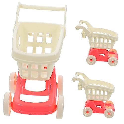 JOINPAYA 3St Einkaufswagen-Ornamente Mini sackkarre Mini Trolley Miniature cart for Crafts Miniature cart Puppenhauszubehör Nymphensittich Spielzeug Puppenwagen Miniaturwagen Plastik von JOINPAYA