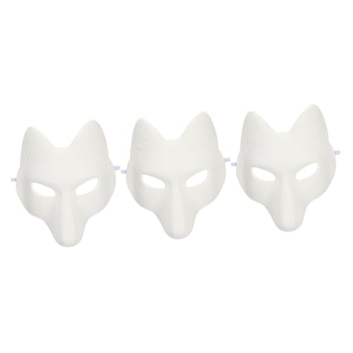 JOINPAYA 3St Halloween-Maskenstütze Anime-Fuchs- Regenmaske Augenmaske schlafen Papiermasken basteln fuchsmaske halloween costume leere Masken für Maskerade-Party Pu Weiß von JOINPAYA