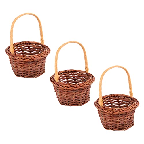 JOINPAYA 3St Handtasche Aufbewahrungskorb Ornament Aufbewahrungskörbe für Spielzeug Puppenstubenmöbel ablagekörbe kühlkorb einkaufskorb Decor Mini-Modell Mini-Körbe für Kinder Rattan Coffee von JOINPAYA