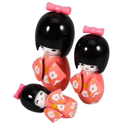 JOINPAYA 3St Kimono Puppen Puppe ädchen-Kimono-Puppe Kimono- ädchen-Statuen Puppenhausbauzubehör Figur Anime japanische traditionelle Puppe japanische Puppendekoration hölzern Violett von JOINPAYA