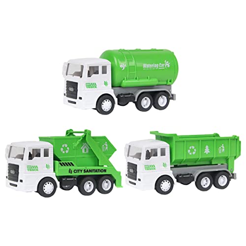 JOINPAYA 3St Spielzeugauto müllreinigungswagen Bewässerungswagen aus Kunststoff Kinderfahrzeug -Dump-Auto- Recycling-Auto- Trägheits-LKW Plastik Green von JOINPAYA