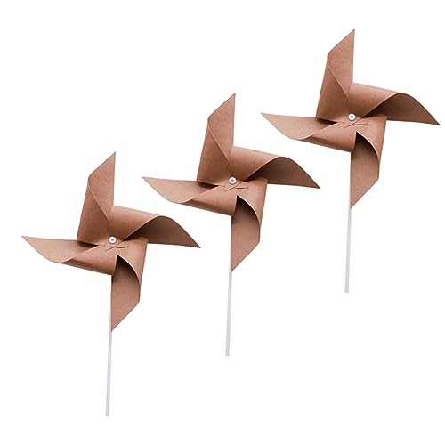 JOINPAYA 3St Windmühle hühner Spielzeug kinderknallzeug Retro Style Decoration Handmade Decoration Pinwheel Toy Partywind Kinder dekor Layout-Verzierung Fotozubehör Papier Light Brown von JOINPAYA