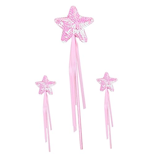 JOINPAYA 3St Zauberstab Fairy Wand Spielzeug für Kinder kinderspielzeuge Kinder Spielzeug Kinder-Fee-Sticks-Spielzeug Glitzer Zauberstäbe Winkelfeenstöcke sternförmiger Feenstock Stoff Rosa von JOINPAYA