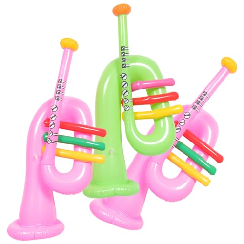 JOINPAYA 3st Aufblasbares Musikinstrument Lustiges Aufblasbares Instrument Musikinstrumente Für Kleinkinder Trompete Band Schlagzeug Für Pool Aufblasbar Klimpern PVC Yellow von JOINPAYA