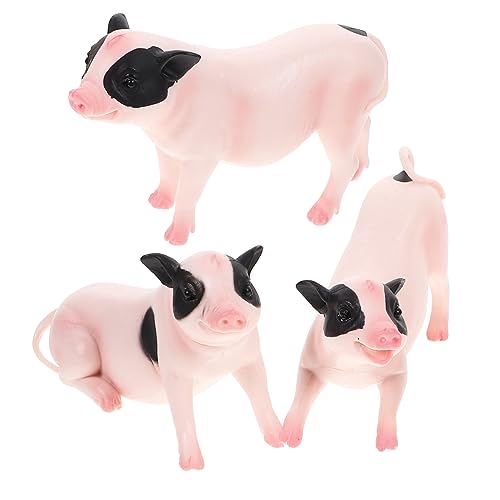 JOINPAYA 3st Simulation Figur Simuliertes Schweinemodell Tortenaufleger Mit Nutztieren Simulation Schweinemodell Mini- -Figur Künstliches Schweinchen-Ornament Tierfiguren PVC von JOINPAYA