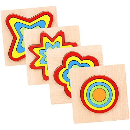 JOINPAYA 4 Sätze Puzzle Formen Kinderspielzeug Interaktives Spielzeug Regenbogen-bausteine Kinder Bauen Spielzeug Geometrie Spielzeug Kinder Blöcke Regenbogenblockspielzeug Für Kinder Holz von JOINPAYA