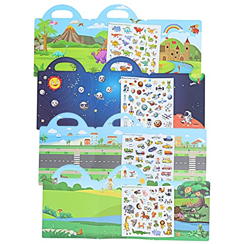 JOINPAYA 4 Sätze Stickerbuch für Kinder Kinderbücher Aufkleberbuch Cartoon-Aufkleber stickerheft Kinder stickerbücher für Kinder Lehrbuch DIY-Aufkleber Wasserdichter Verbund-PVC-Aufkleber von JOINPAYA