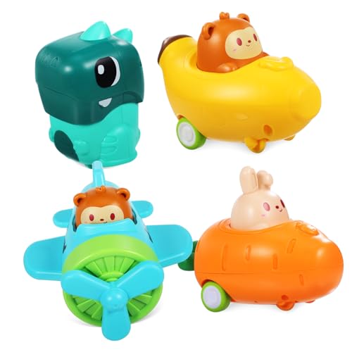 JOINPAYA 4 Stück Babyspielzeugauto Cartoon-tierspielzeug Spielzeug Für Tierautos Tierauto-babyspielzeug Cartoon-kinderspielzeug Tierautospielzeug Für Kleinkinder Autos Aufziehen Plastik von JOINPAYA