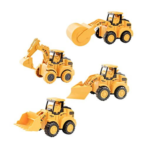 JOINPAYA 4 Stück Bagger Kinder Mini-Spielzeug Fahrzeug Auto Spielzeug Entwicklungsspielzeug kinderspielzeug Spielzeug für Kinder Toy car LKW-Spielzeug zurückschieben Bauwagen Plastik Orange von JOINPAYA