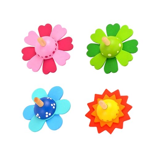 JOINPAYA 4 Stück Blumen Drehender Kreisel Gyro-Spielzeug Für Kinder Gyro-aktivitätsspielzeug Desktop-Spielzeug Babyspielzeug Kinderspielzeug Rotierender Kreisel Für Babys Spielzeuge Holz von JOINPAYA