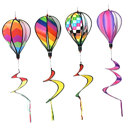 JOINPAYA 4 Stück Bunte Wind-Streifen-Verzierung Outdoor-Windspiele Windmühlen für Kinder deckenverkleidung terassendeko Außendekoration Heißluftballon hängende Dekoration Stoff von JOINPAYA