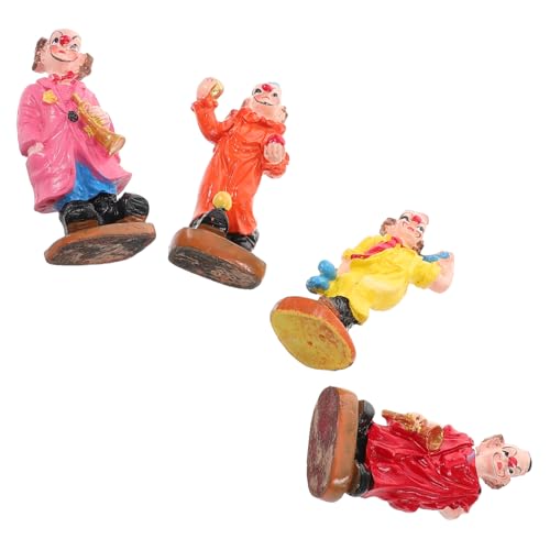 JOINPAYA 4 Stück Clown-Ornamente Clown-Accessoires Für Frauen Kuchen-Clown-statuen Mini-Clown Sandkasten-miniaturen Bonsai-Figuren Lustige Clown-Dekoration Sandkasten Zubehör Harz von JOINPAYA