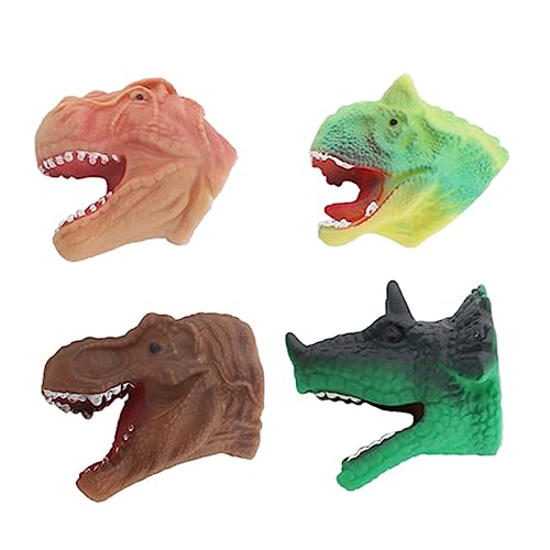 JOINPAYA 4 Stück Dinosaurier-Handpuppe Kinder Fingerpuppen Dinosaurier-Fingerspielzeug Spielzeug für Kinder kinderspielzeug Fingerschutzspielzeug aus Kunststoff Dino-Kopf-Fingerspielzeug von JOINPAYA