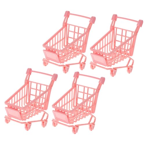 JOINPAYA 4 Stück Einkaufswagen Spielzeug Make-up-Spielzeug Handwagen Mini-Spielzeug kühlkorb einkaufskorb Storage Baskets Pinker Schwamm-Eier-Trocknungshalter Kleiner Einkaufswagen PVC Rosa von JOINPAYA