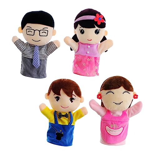 JOINPAYA 4 Stück Familie Handpuppe Kinderhandpuppen Handfamilienpuppen Geschichtenerzählende Handpuppen Handpuppe Puppe Rollenspielpuppen Für Stoff von JOINPAYA