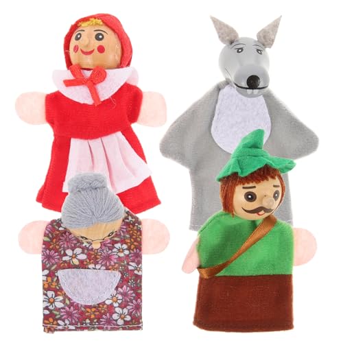 JOINPAYA 4 Stück Fingerpuppe Rotkäppchen-Spielzeug tierische Handpuppe Kleinkinder bidof interaktives Spielzeug Kinder Puppen spielzeuge Eltern-Kind-Spielspielzeug Lernspielzeug Stoff von JOINPAYA