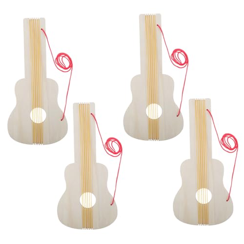 JOINPAYA Kindergarten Musikinstrument 4 Stück Holz Gitarre Ausschnitte Kinder Gitarre Spielzeug Malerei Handwerk Aktivität Set von JOINPAYA