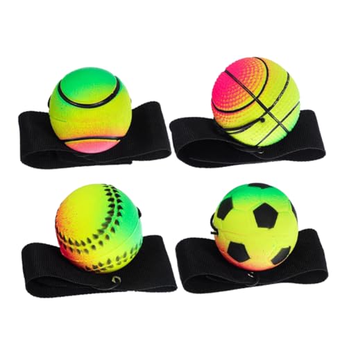 JOINPAYA 4 Stück Hüpfender Ball Babyballspielzeug Hummelkugel Spielzeugautos Sportspielzeug Für Völkerball Zappelball Bounce-Ball Für Das Handgelenk Sensorisches Gummi von JOINPAYA