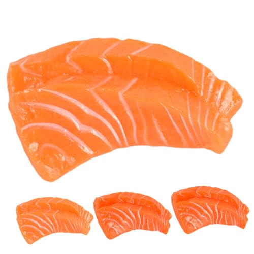 JOINPAYA 4 Stück Lachs-Modell Simulierter Lachs Realistischer Gefälschter Lachs Lachsförmige Modelle Künstliche Lachsscheiben Künstliche Nahrungsmodelle Künstlicher Sashimi-lachs PVC von JOINPAYA