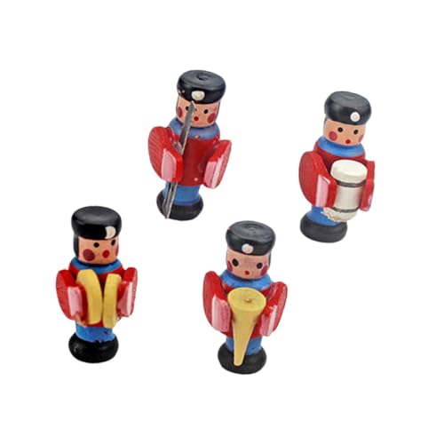 JOINPAYA 4 Stück Mini-Drum-Figuren Minipuppenschmuck Miniaturschmuck Mini-holzhandwerk Mini-Szene-zubehör Mini-Puppen- Mini-Schlagzeuger-Modell Mini-musikpuppe Rot Hölzern von JOINPAYA