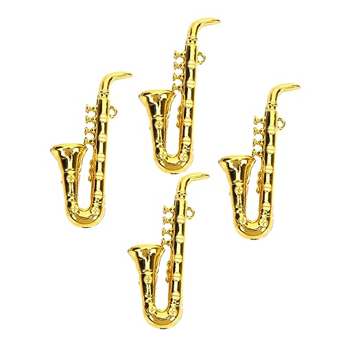 JOINPAYA 4 Stück Mini-musikinstrumente Saxophon Miniatur Miniatur-altsaxophon Puppenhaus-Saxophon Simuliertes Saxophonmodell Miniaturmodell Eines Musikinstruments Sax-Modell Plastik Golden von JOINPAYA