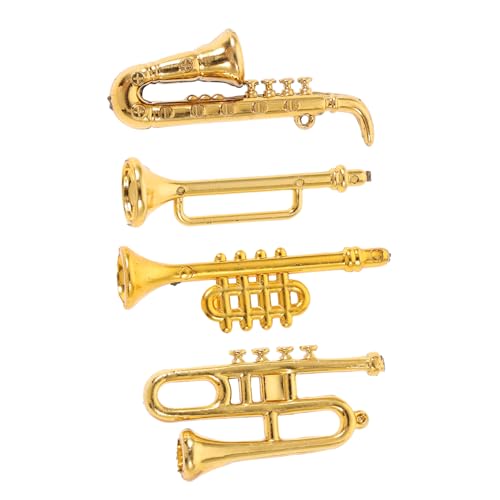 JOINPAYA 4 Stück Modelle von Musikinstrumenten Mini-Instrumentenmodell Mini-Trompete bastelzeug musikspielzeug Puppenhausbedarf Mini-Kunststoff-Musikinstrument Mini-Dekor Plastik Golden von JOINPAYA