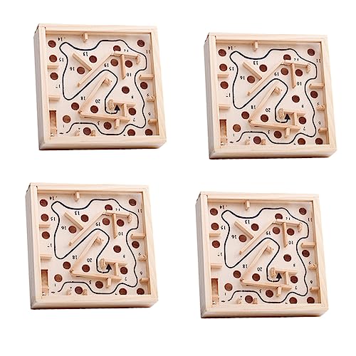 JOINPAYA 4 Stück Palmenlabyrinth Perlen-Labyrinth-brettspiel Holzlabyrinth Labyrinth-Puzzle Aus Holz Perlen-rolllabyrinth- -Labyrinth-Puzzle Beige Hölzern von JOINPAYA