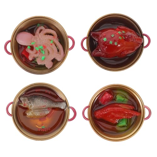 JOINPAYA 4 Stück Puppenhaus-hot Pot aus Kunstharz, Miniatur-Spielzeug für Die Rollenspielküche, Mini-Lebensmittel mit Schüssel-Dekorationen für DIY-küchenszenen-zubehör JOINPAYA 4 Stück Puppenhaus-hot Pot aus Kunstharz, Miniatur-Spielzeug für Die Rollenspielküche, Mini-Lebensmittel mit Schüssel-Dekorationen für DIY-küchenszenen-zubehör von JOINPAYA