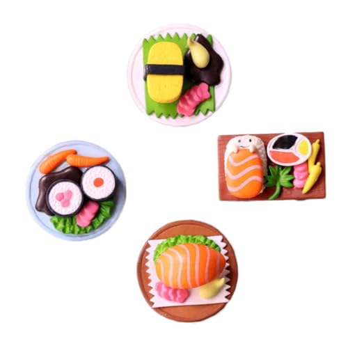 JOINPAYA 4 Stück Simuliertes Japanisches Sushi kleine Sushi-Dekoration Miniatur-Sushi-Modell Langlebige Sushi-Ornamente Tischdekoration für japanische Küche winzige Lebensmitteldekoration von JOINPAYA