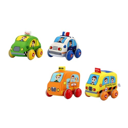 JOINPAYA 4 Stück Stoff Rückziehauto Rückzieh Action Autos Kinderspielzeug Rück Reibungsautos Reibungsbetriebenes Auto Spielzeug Lustiges Rückenspielzeug Reibungsbetriebenes von JOINPAYA