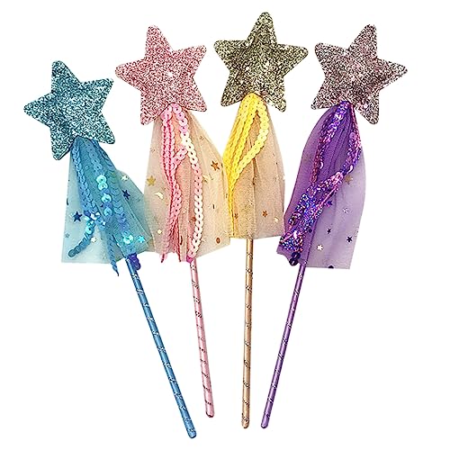 JOINPAYA 4 Stück Zauberstab Feenstab für Kinder Mädchenspielzeug Spielzeug für Kinder Mädchen Spielzeug Fairy Wand igelkostümkinder Kid Toys Exquisite Feenstäbe Feenstöcke für Mädchen Stoff von JOINPAYA