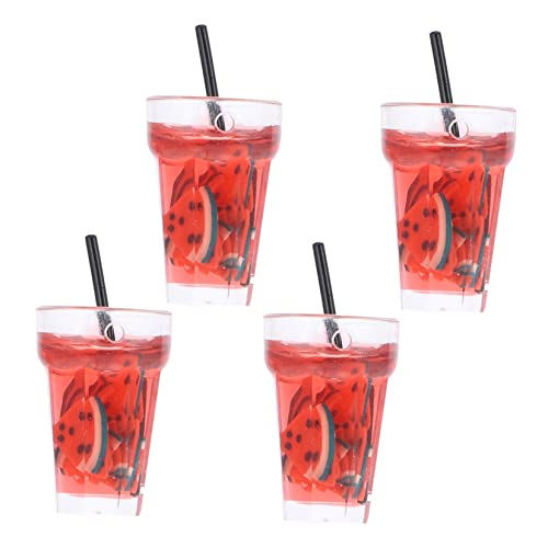 JOINPAYA 4 Stück Zitronentee Modell Mini Flaschen Charm Anhänger Trinkgeschirr Trinkbecher Wassermelonen Tee Modelle Mini Zitronen Tee Kleine Lebensmitteldekoration Mini von JOINPAYA