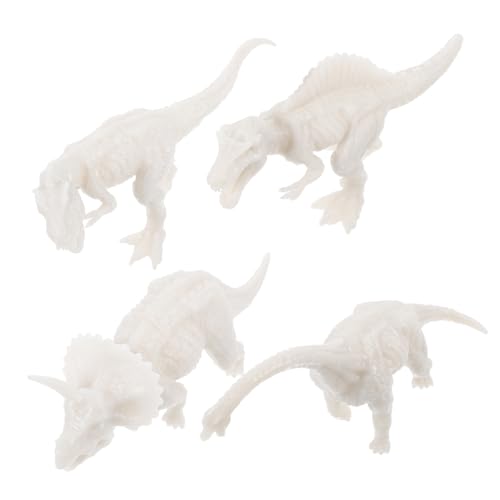 JOINPAYA 4 Stück selbst bemalter Dinosaurier 3D-Dinosaurierfarbe Dinosaurier-Zeichenspielzeug Dinosaurier-Modell-Malset Strumpffüller für Teenager-Mädchen Partygeschenke PVC Weiß von JOINPAYA