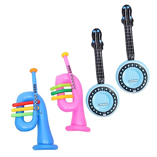 JOINPAYA 4 Stücke Musical Instrument Horn Große Tamburin Gitarre Instrumente Musik Party Favors Gitarre Trommel Pool Float PVC von JOINPAYA