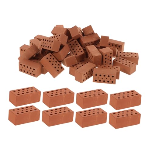 JOINPAYA 40St Puppenhaussteine Kinder Bastelset Kinder bausteine bastelmaterial für Kinder Gartenzubehör Feengarten Zubehör Bastelsteine Ziegelmodelle Miniaturen zum Basteln Ton Light Brown von JOINPAYA