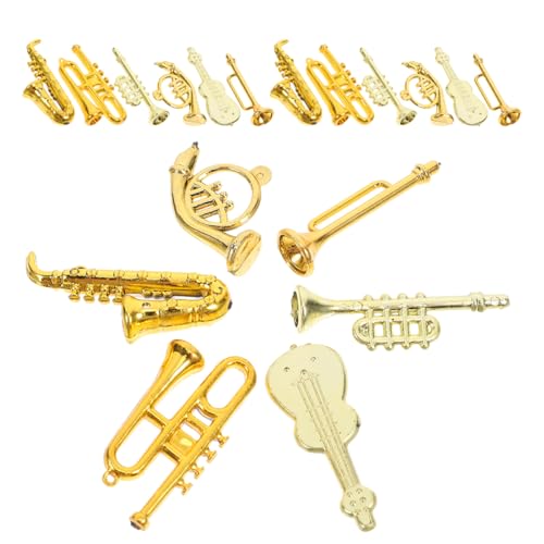 JOINPAYA 48 STK Nachbildung Eines Mini-musikinstruments Puppenhaus-musikinstrumente Miniatur-musikornament Christbaumschmuck Saxophon Aus Kunststoff Musikinstrument Trompete Golden Plastik von JOINPAYA