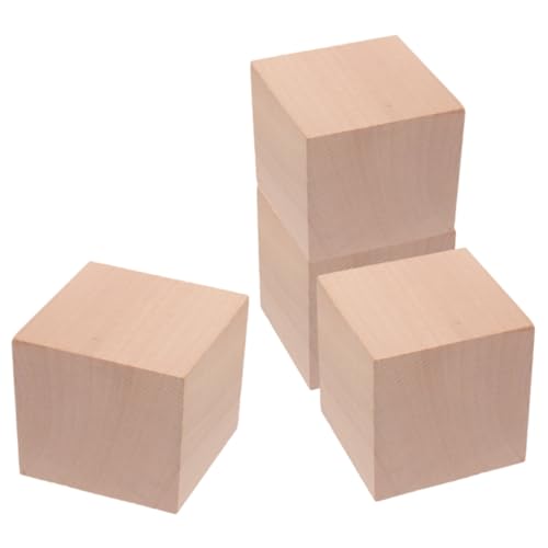 JOINPAYA 4Pcs Bausteine ​​Lehrmittel für Bastelblöcke aus Holz quadratische Holzwürfel Vorschulblöcke Holzblöcke Holzklötze Bauen Leere Holzklötze hölzern Khaki von JOINPAYA