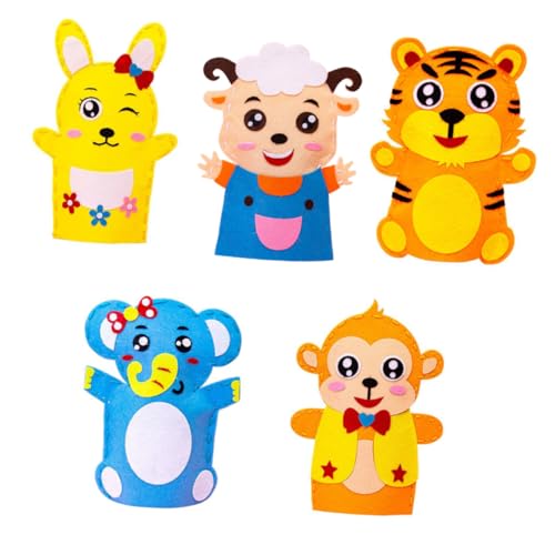 JOINPAYA 5 Sätze Handpuppe selber Machen DIY Bastelbedarf kleine Tierpuppe Hasenpuppe Activity für Kinder aktivity für Kinder handpuppen bausatz selber Machen handpuppen bastelmaterial Tuch von JOINPAYA