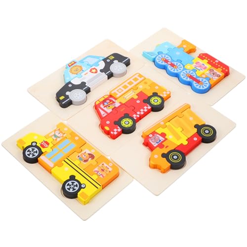 JOINPAYA 5 Sets Cartoon Puzzle Puzzles Kinderspielzeug Kleinkind Puzzle Für Kleinkinder Kleinkind Lernpuzzle Pädagogisches Puzzle Matching Puzzle Lustiges Aus Holz von JOINPAYA