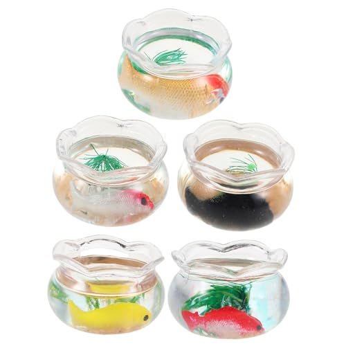 JOINPAYA 5 Stück Teiliges Miniatur-fischglas Realistische Koi und Wasserpflanzen Runder Mini-Aquarium Deko Platzsparend für Puppenhaus Garten Schreibtischdekoration Pflegeleicht und JOINPAYA 5 Stück Teiliges Miniatur-fischglas Realistische Koi und Wasserpflanzen Runder Mini-Aquarium Deko Platzsparend für Puppenhaus Garten Schreibtischdekoration Pflegeleicht und von JOINPAYA