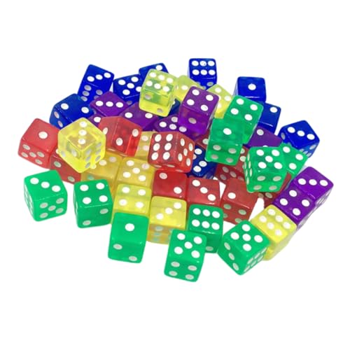 JOINPAYA 50 Stück Würfel Spielzeug Pub-Spielzeug farbige Würfel Würfelspiele farbwürfel Colour Cube Spiel Würfel Spielwürfel transparente Würfel von JOINPAYA