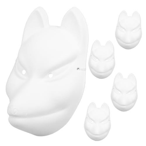 JOINPAYA 5st Fuchsmaske Für Kinder Halloween-cosplay-kostümmasken Leere Maskerademasken Japanische Uki-masken Leere Maske Selber Machen Japanische Maske Tierische Maske Nase Weiß Papier von JOINPAYA